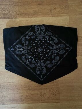 Fashion Nova Black Bandana Print Crop Tube Top